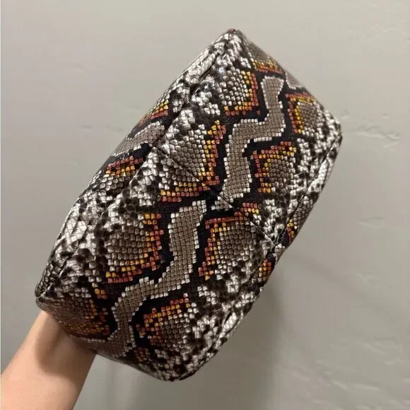 Unique Design! Genuine Cowhide Snake Skin Embossed Top Handle Bag/Crossbody - Picture 11 of 13